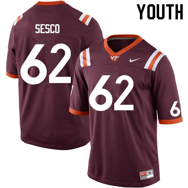 Youth #62 Gabe Sesco Virginia Tech Hokies College Football Jerseys Sale-Maroon